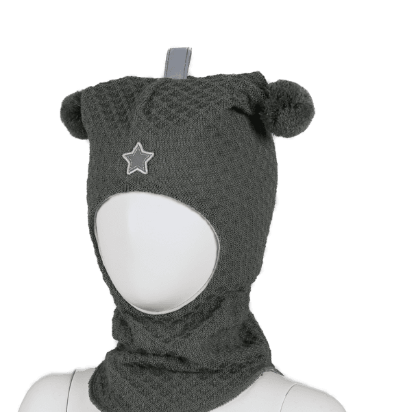 Kivat, mosegrønn  hettelue i ull  med refleksstjerne